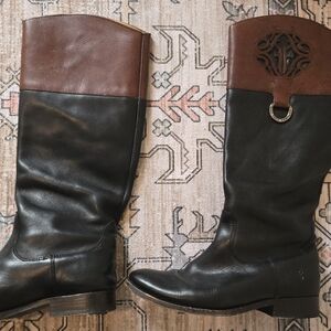 FRYE Leather Riding Boots - Black & Brown
